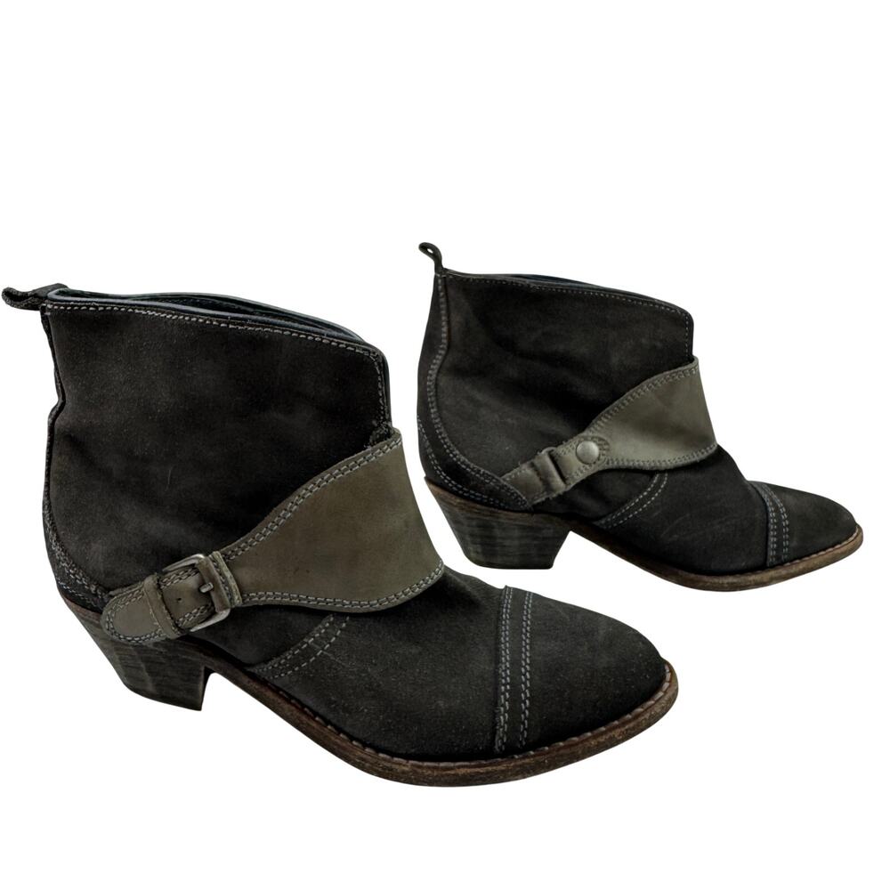 AllSaints Spitalfields Jaxen Women's Boots 38 7.5 Gray Suede Cowboy Ankle Boot